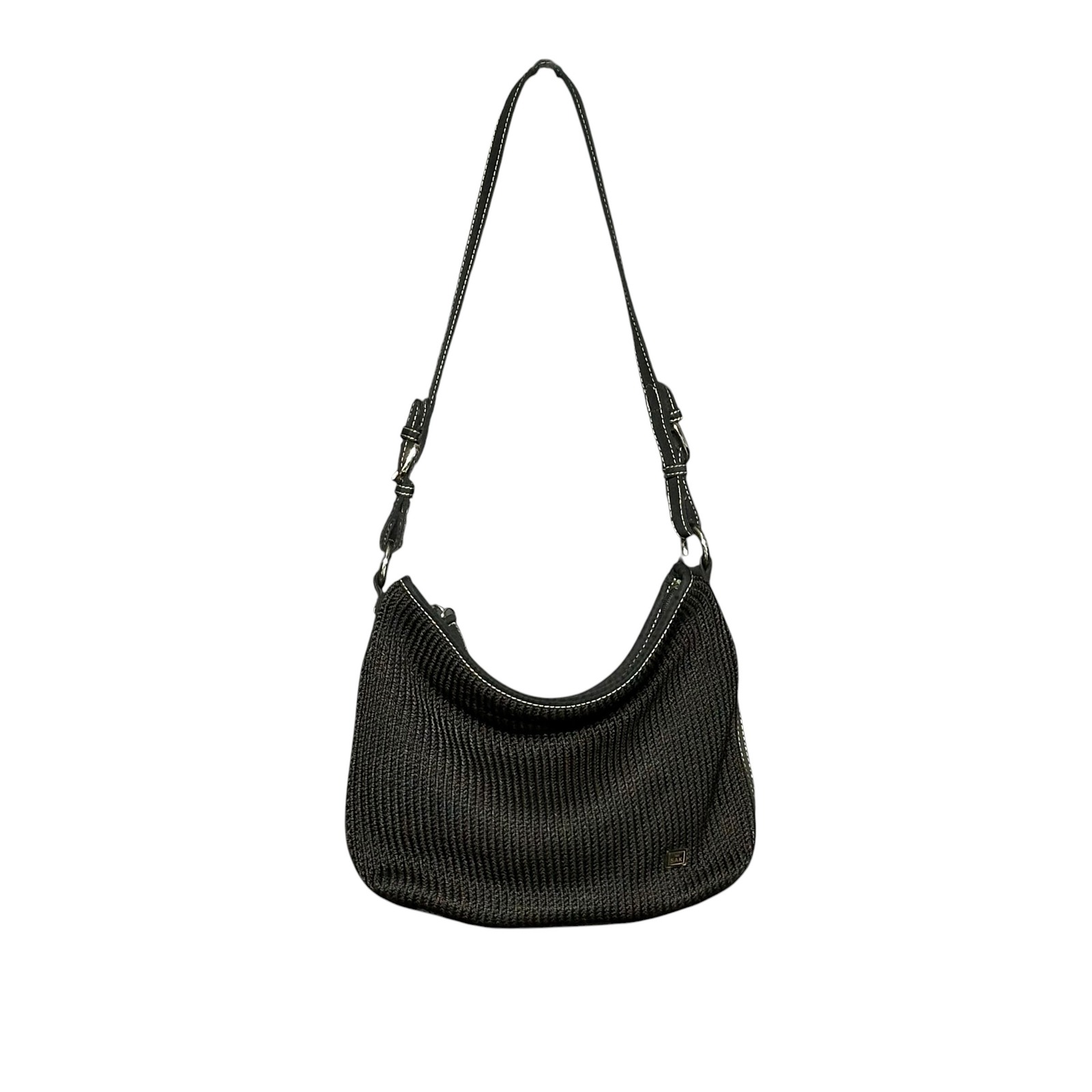 The Sak Vintage Y2k Black Tight Crochet Knit Hobo Shoulder Bag Boho